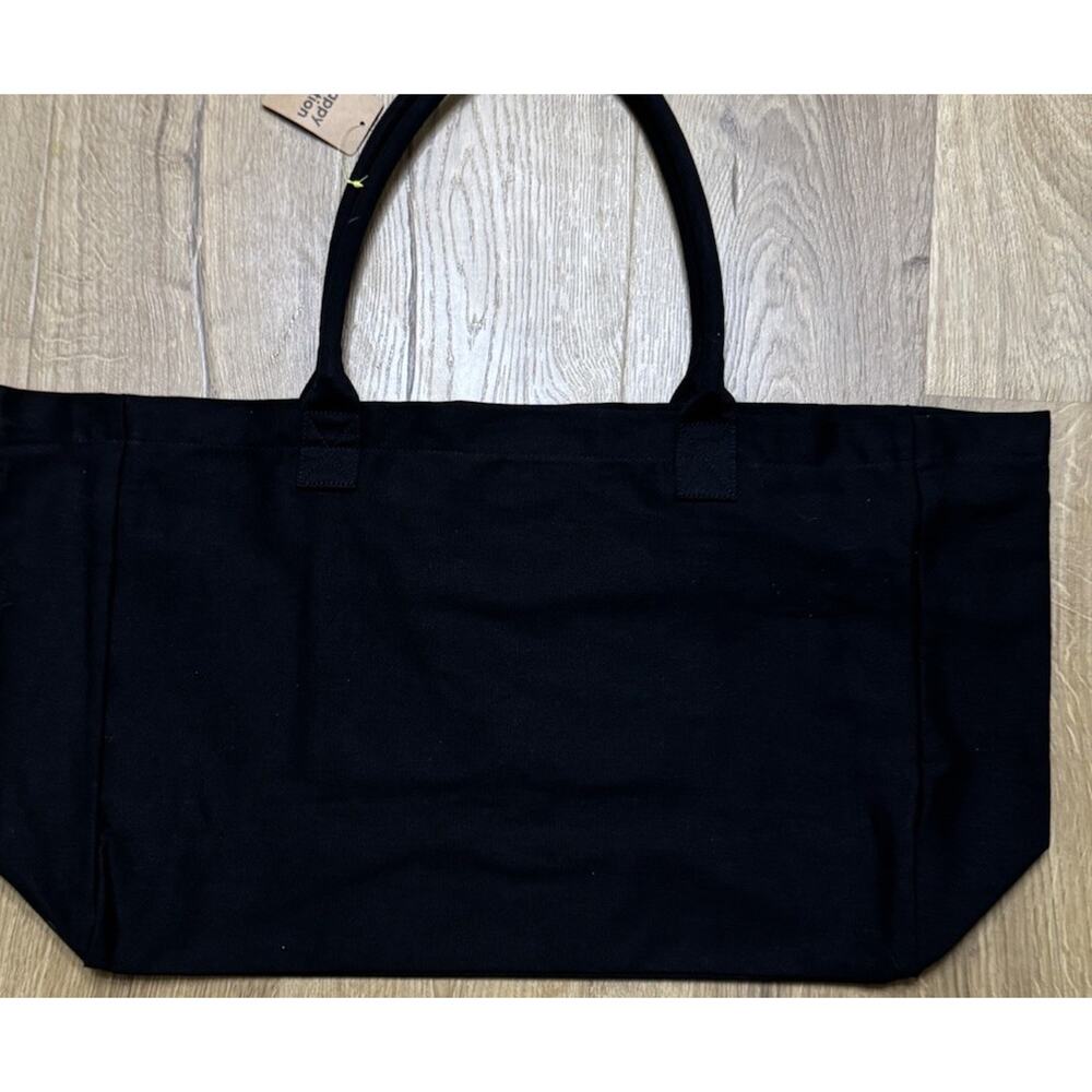 Victoria’s Secret Tote Bag Happy Nation Canvas Large Colorful Zip Travel NEW - Picture 4 of 5